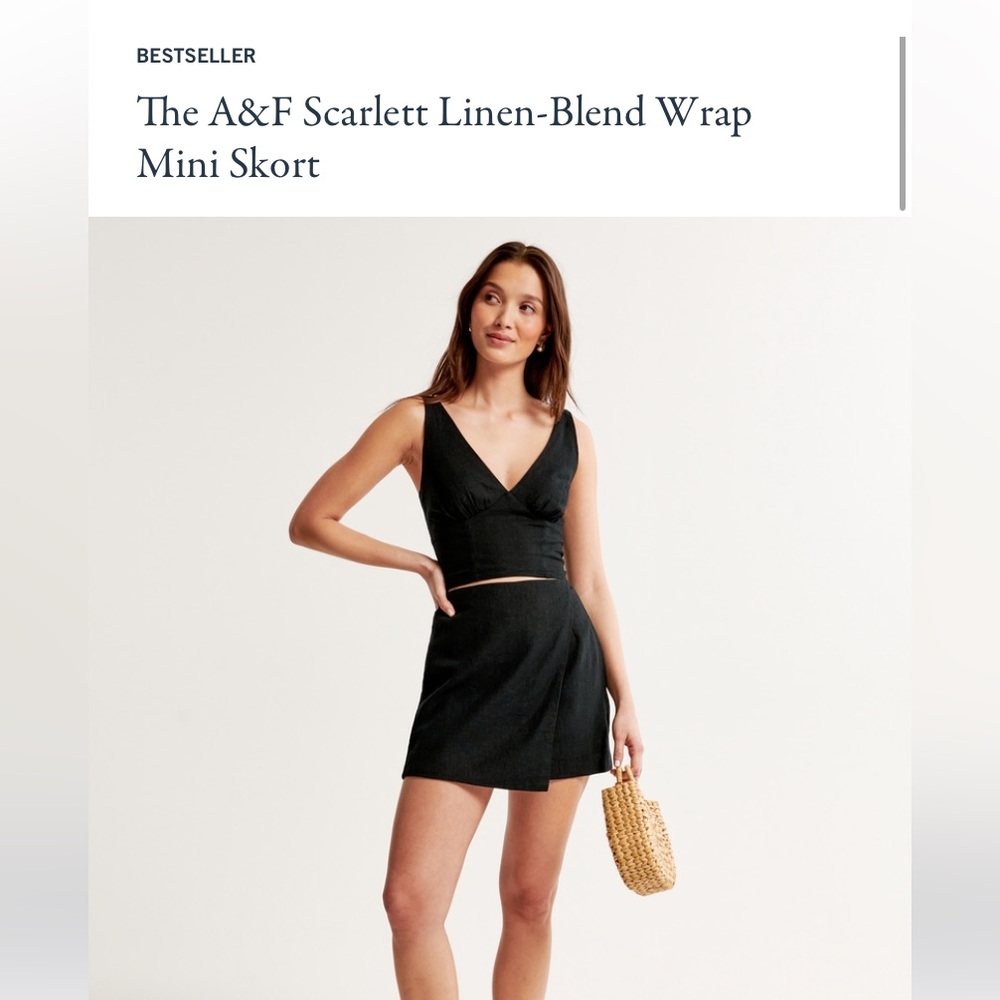 Abercrombie A&F Scarlett linen-blend wrap mini skort